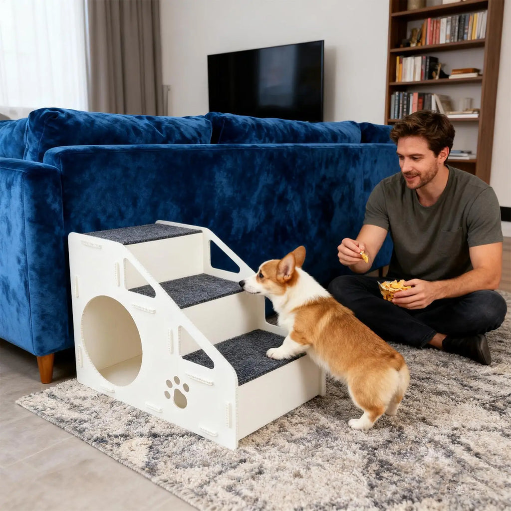 2-in-1 Foldable Dog Steps & Ramp – Non-Slip Stairs for Small Dogs, Puppies & Indoor Use