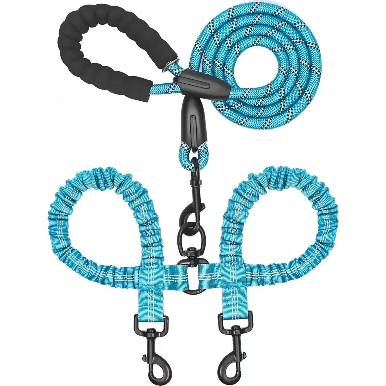 Dog Double Leash – Tangle-Free Bungee Control