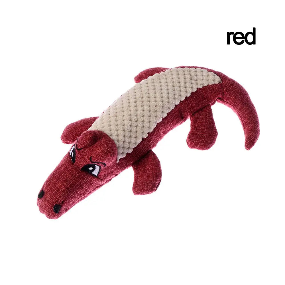 Linen Plush Crocodile Dog Toy – Squeaky Interactive
