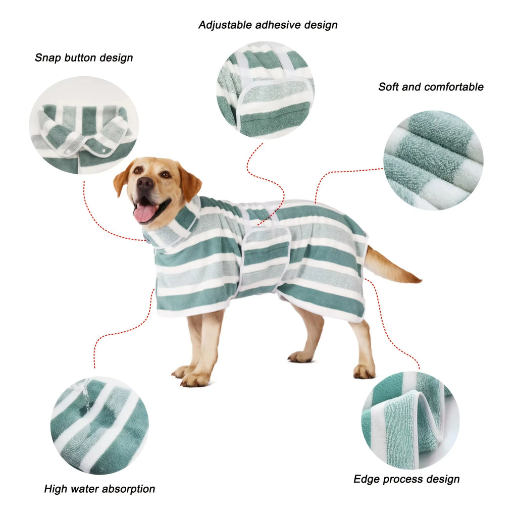 Quick-Dry Dog Bathrobe Towel – Absorbent Post-Bath Wrap