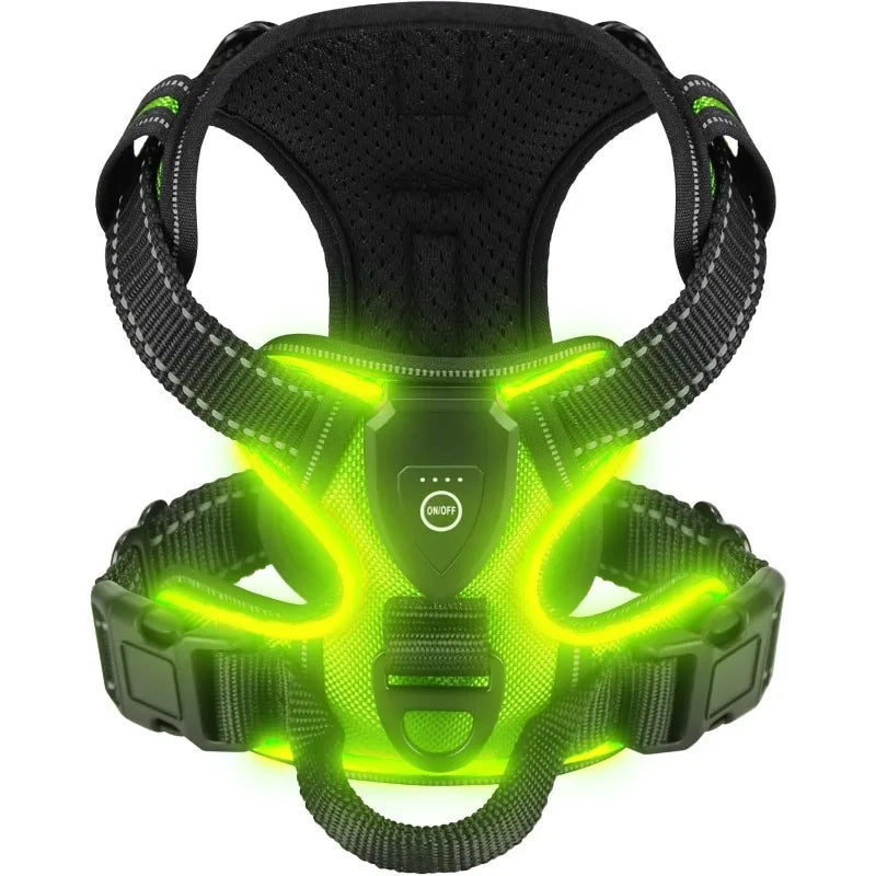 LED Glow Dog Harness – USB Rechargeable Reflective Night Vest