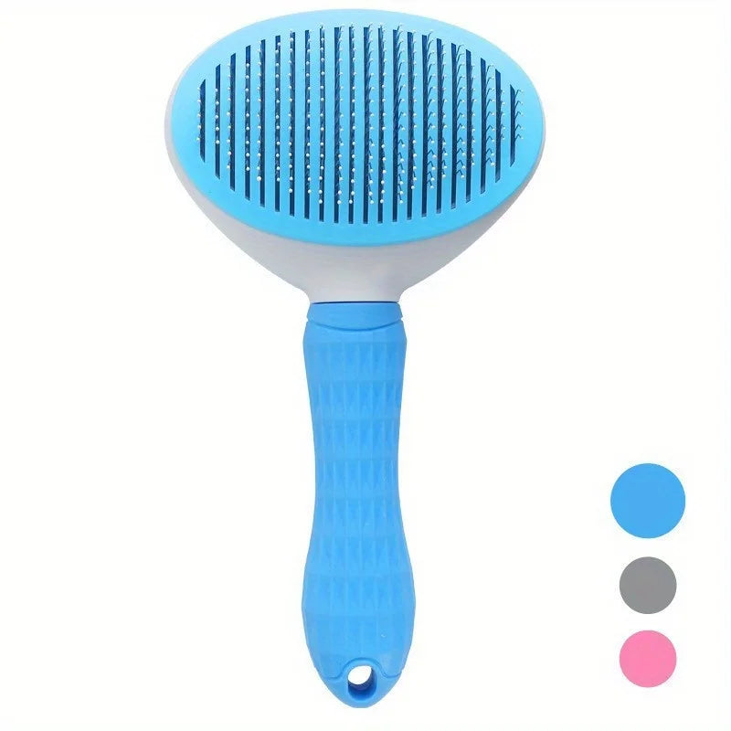 One-Click Pet Hair Removal Comb for Dogs – Automatic Slicker Brush