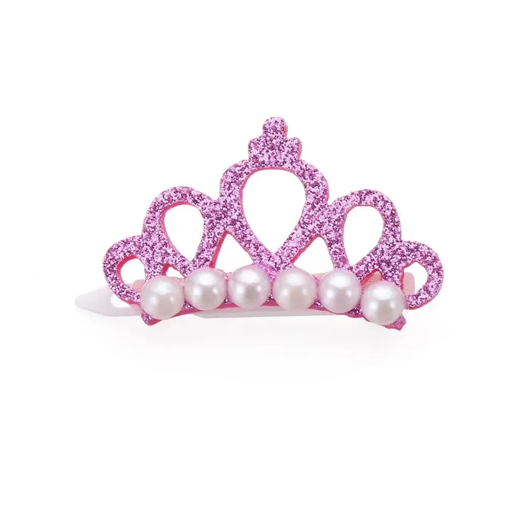 Small Dog Hair Clip Bow Faux Pearl Crown – 1 Pc Cute Pet Accessory