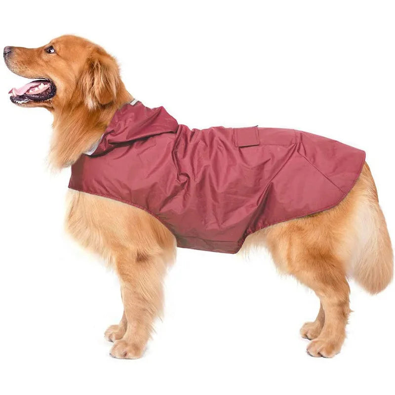 Waterproof Dog Raincoat Hoodie – Reflective Stripe Rain Jacket