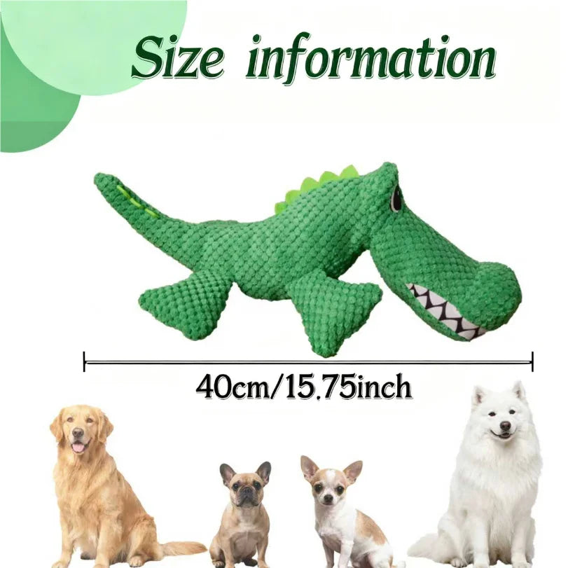Chew Resistant Plush Dog Toy with Squeaker – Dinosaur or Crocodile
