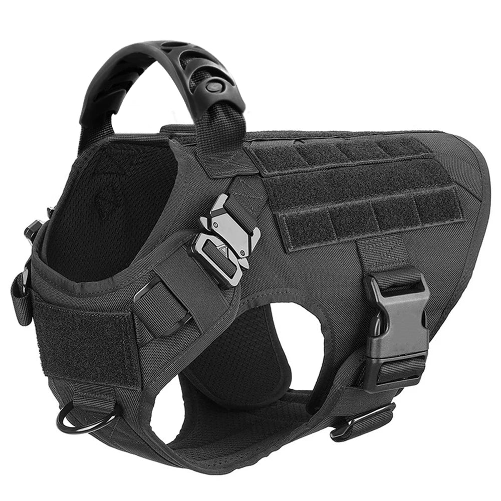 Large Tactical Dog Harness Vest – Padded Nylon Training Harness
