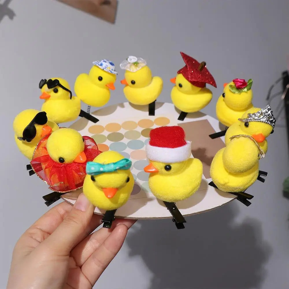 Duck Plush Hair Clip – Kids Bowknot Flower