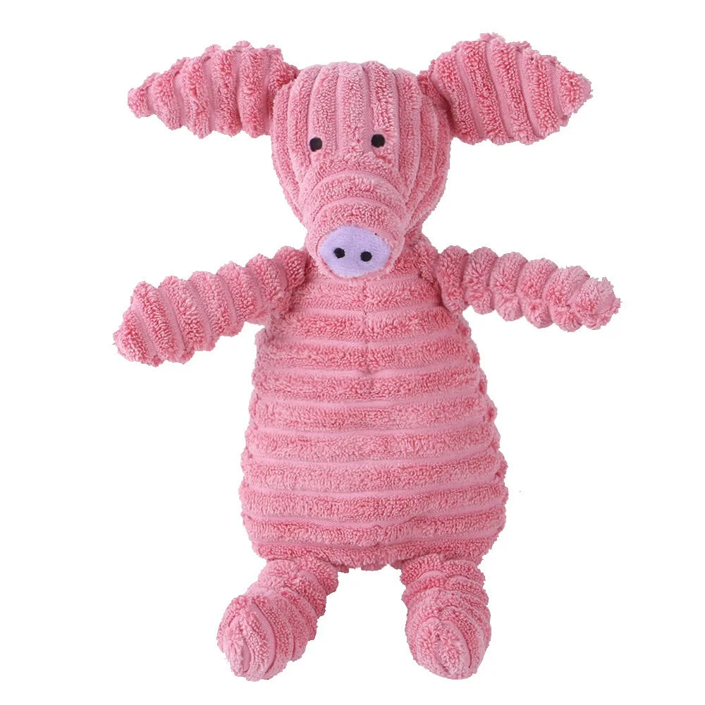 Corduroy Animal Squeaky Dog Toy – Bite Resistant Plush