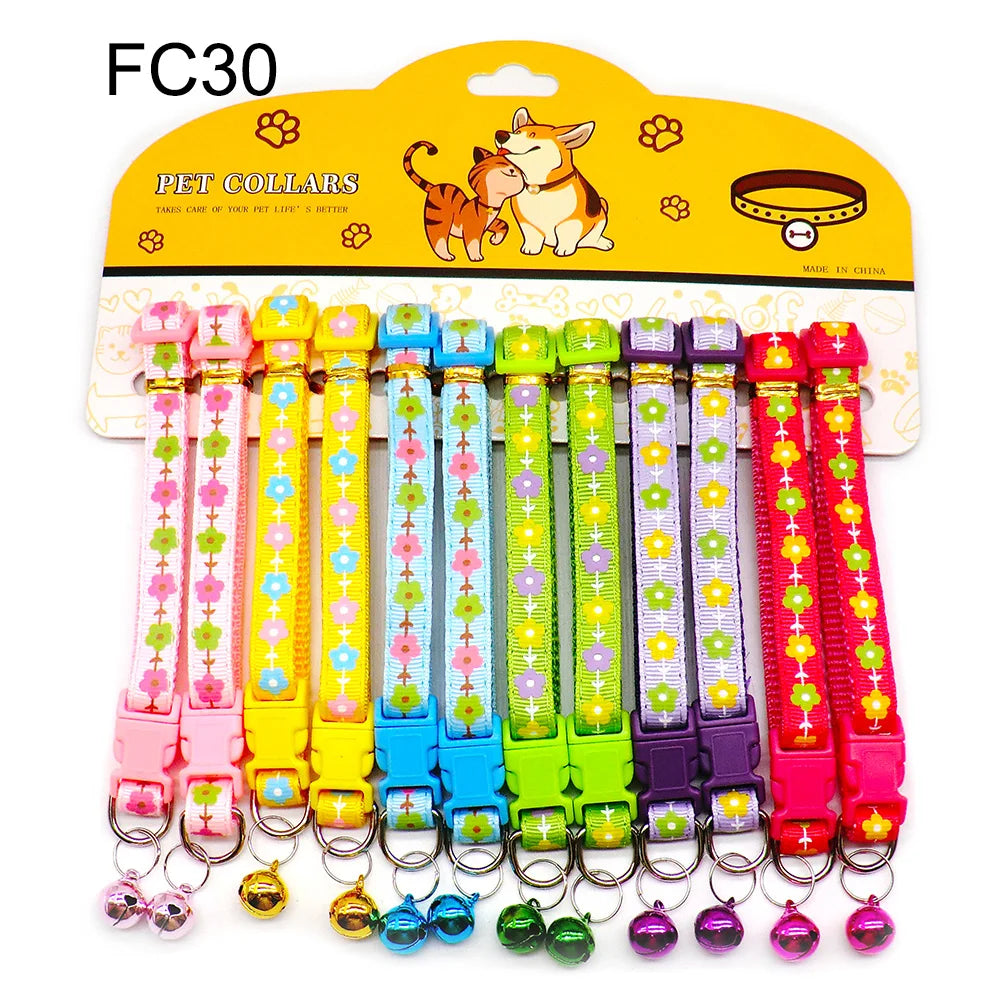 Multicolor Dog Collars with Bell 12 Pack – Adjustable ID Safe
