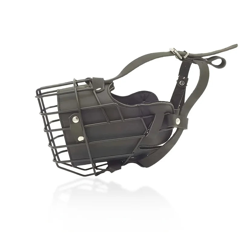 Stainless Steel Dog Muzzle Cage – Adjustable Breathable Training Cover