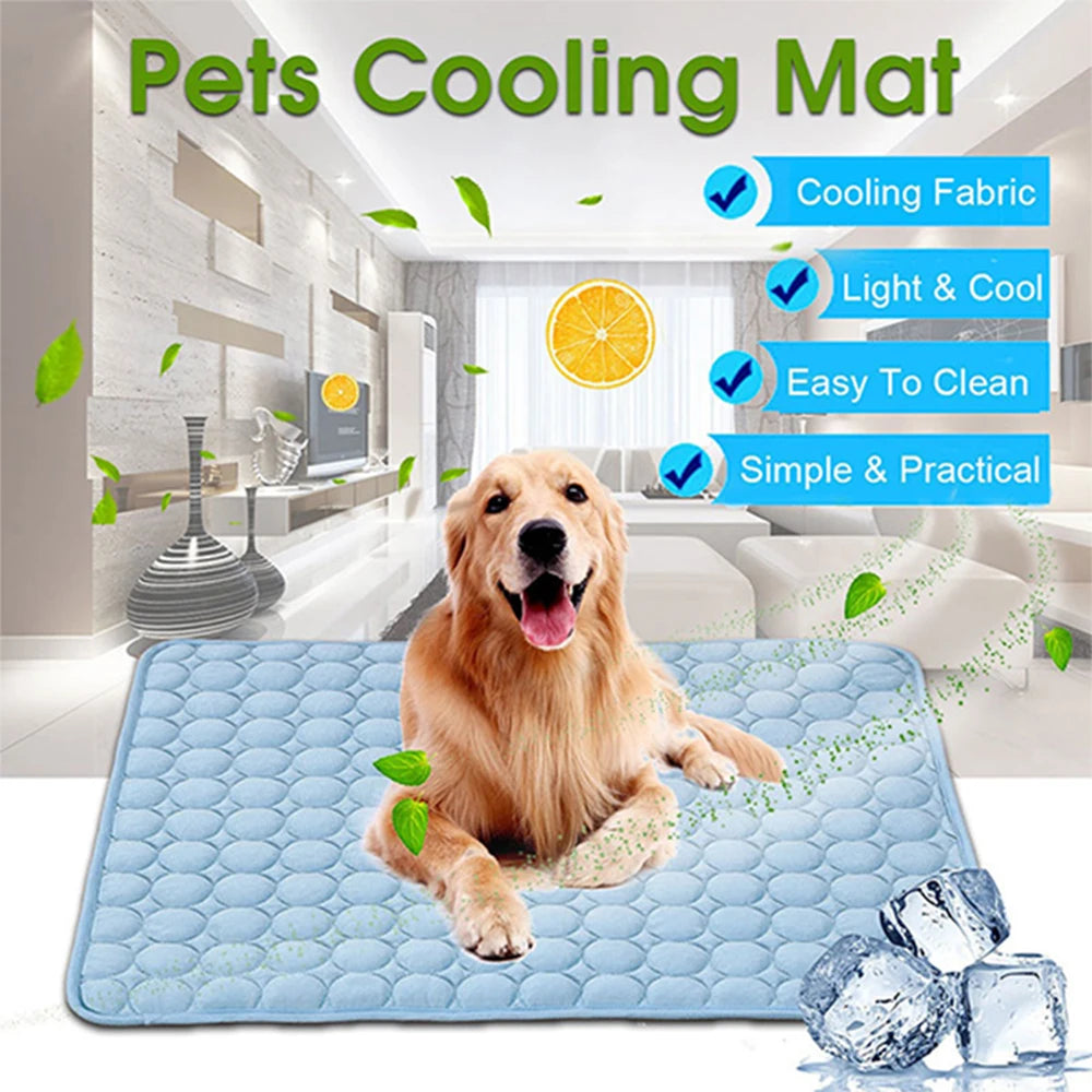 Pet Cooling Mat for Dogs – Ice Silk Summer Sleeping Pad, Breathable & Moisture-Proof (5 Sizes)