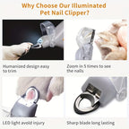 LED Pet Nail Clipper with Safety Light - Stainless Steel Trimmer for Dogs