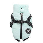 Winter Dog Coat Hoodie with Zipper Harness – Fleece Lined