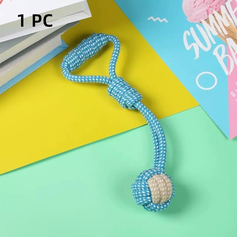 Cotton Rope Ball Toy - Interactive Toothbrush for All Dog Sizes