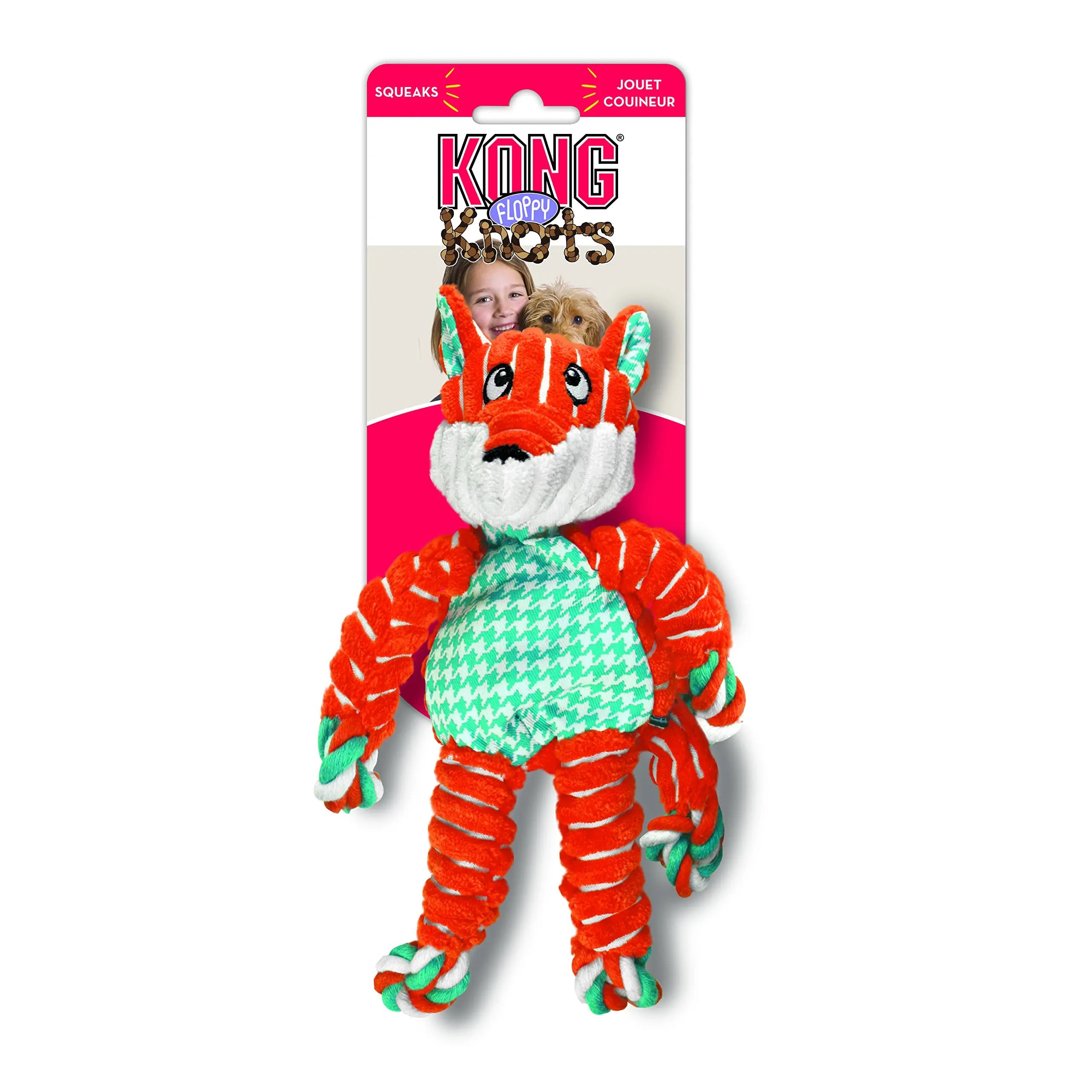 KONG Floppy Knots Fox Dog Toy – Rope & Plush Chew Toy