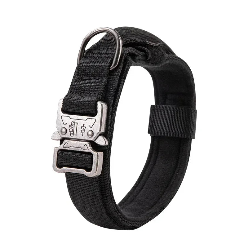 Tactical Dog Collar with Quick Release – Padded Nylon Training Collar