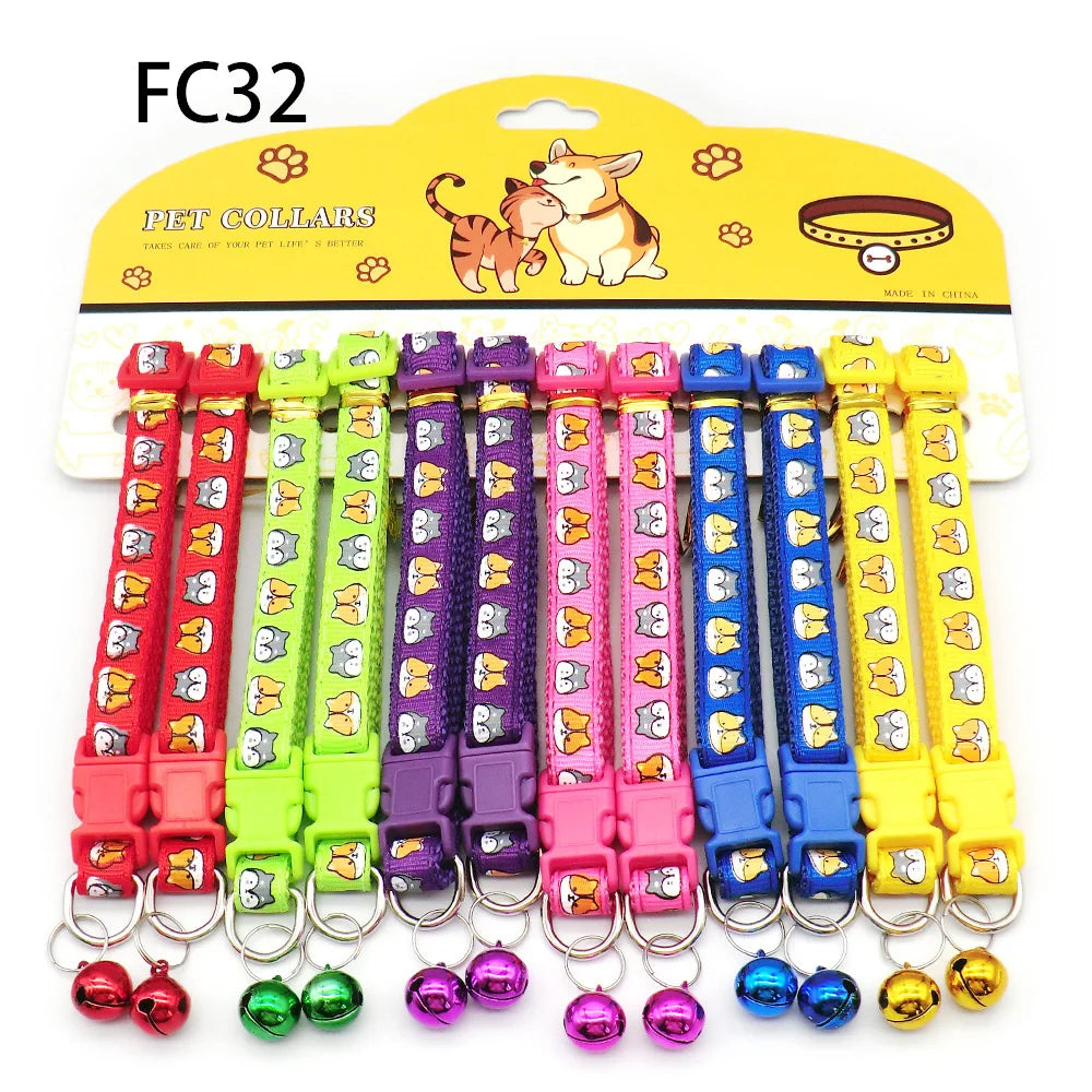 Multicolor Dog Collars with Bell 12 Pack – Adjustable ID Safe
