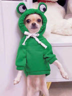 Frog Dog Hoodie Sweater – Green Cozy Pullover for Small Dogs