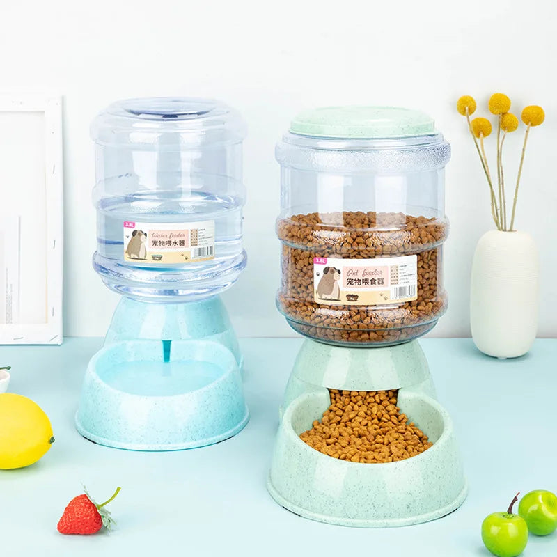 2-in-1 Automatic Dog Water Dispenser & Food Bowl Station