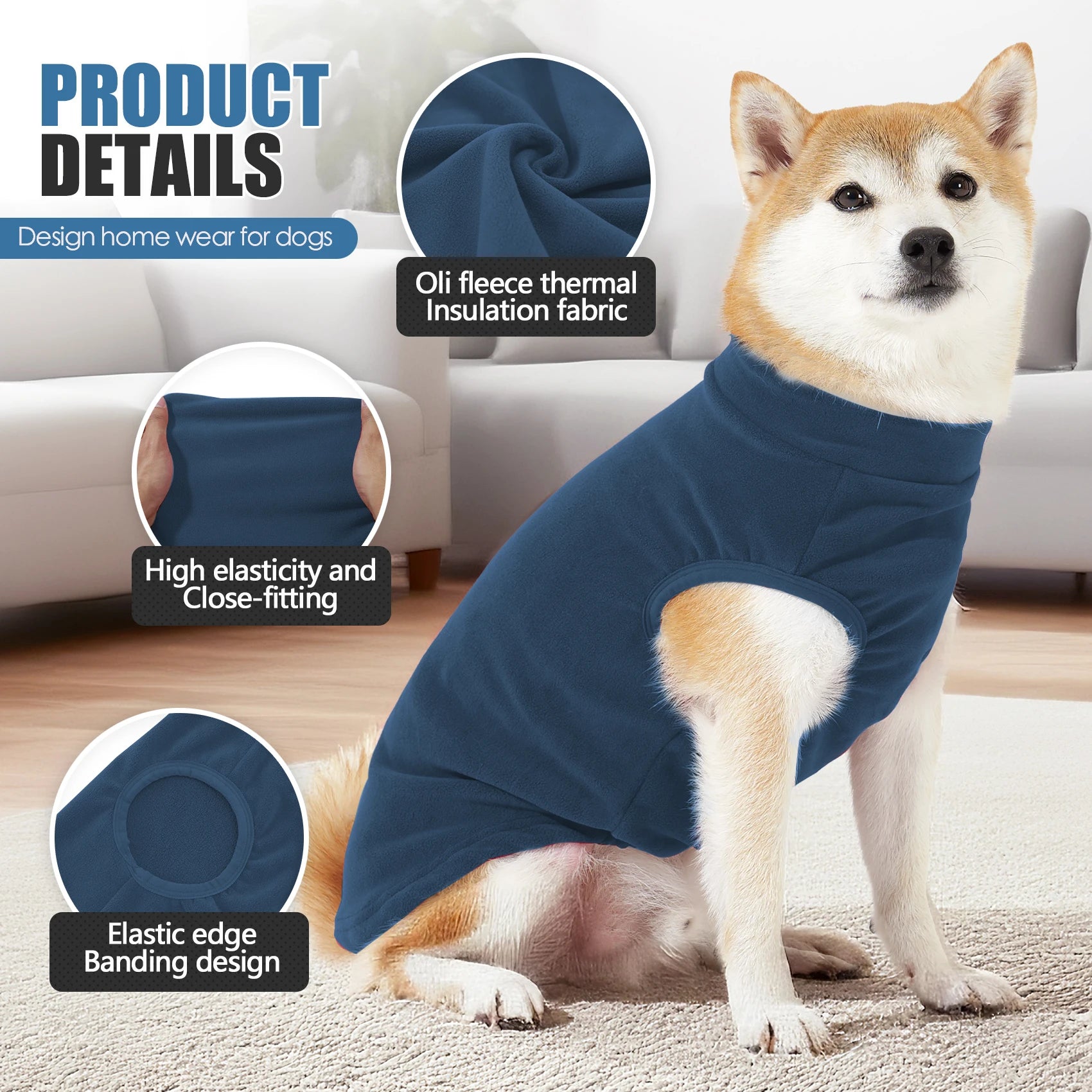 Fleece Dog Sweater – Stretchy Lightweight Pullover Coat