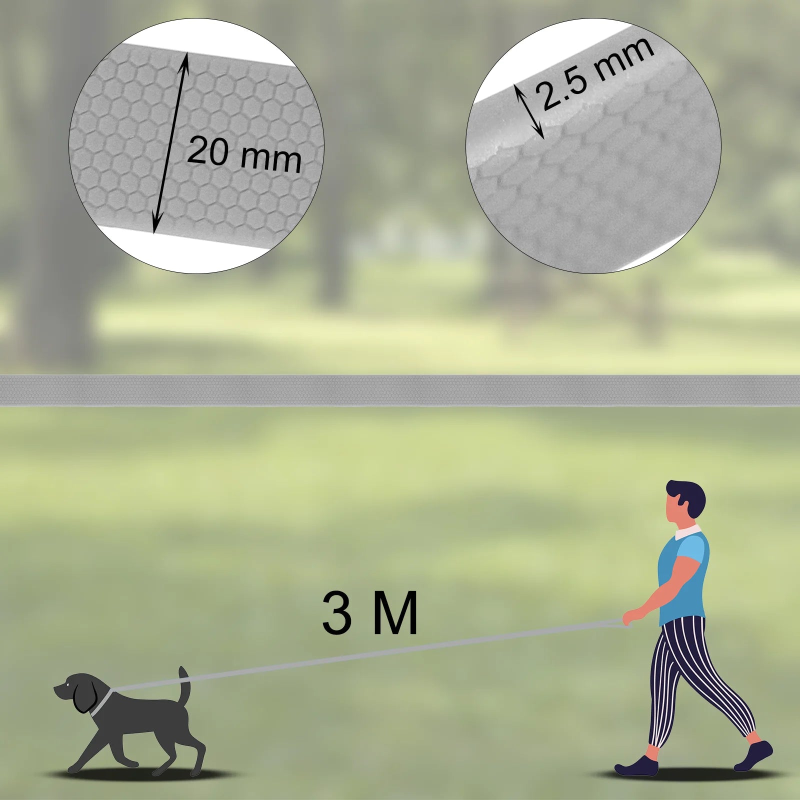 Long Training Dog Leash 3M–15M – Durable Hex Pattern Walking Lead