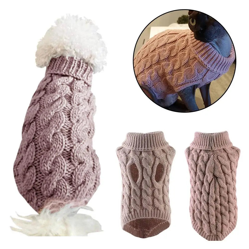 Solid Color Dog Sweater – Cozy Wool Knit for Small Dogs