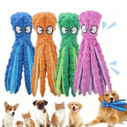 Octopus No Stuffing Dog Toy – Squeaky Crinkle Plush