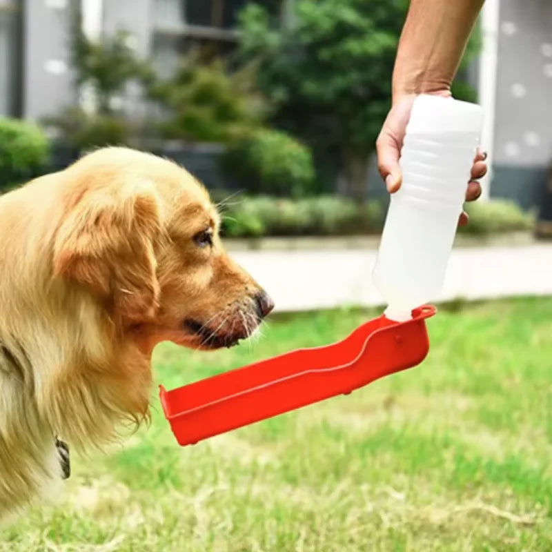 Squeeze-to-Fill Dog Travel Water Bottle – Built-In Drinking Bowl