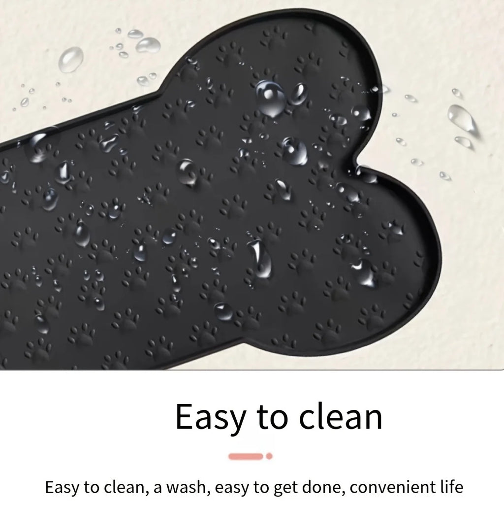 Silicone Dog Feeding Mat – Non-Slip Waterproof Pet Bowl Mat with Raised Edges, Washable