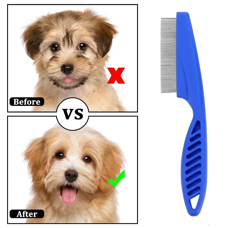 Moonbiffy Dog Grooming Flea Comb – Stainless Steel Hair Brush & Gentle Massage Tool