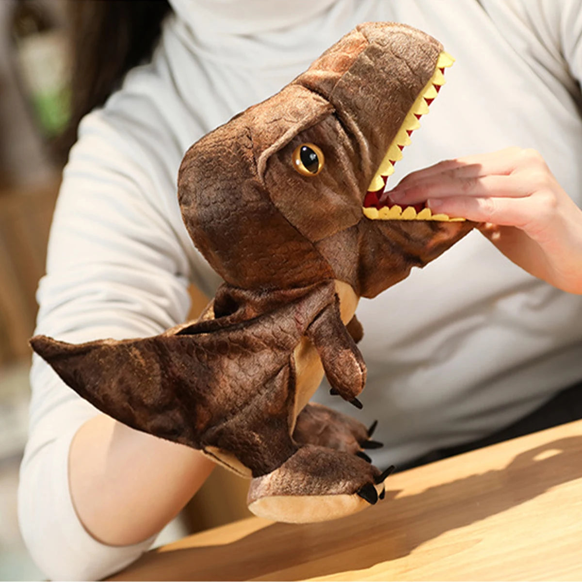 Dinosaur Hand Puppet Dog Toy – Interactive Plush