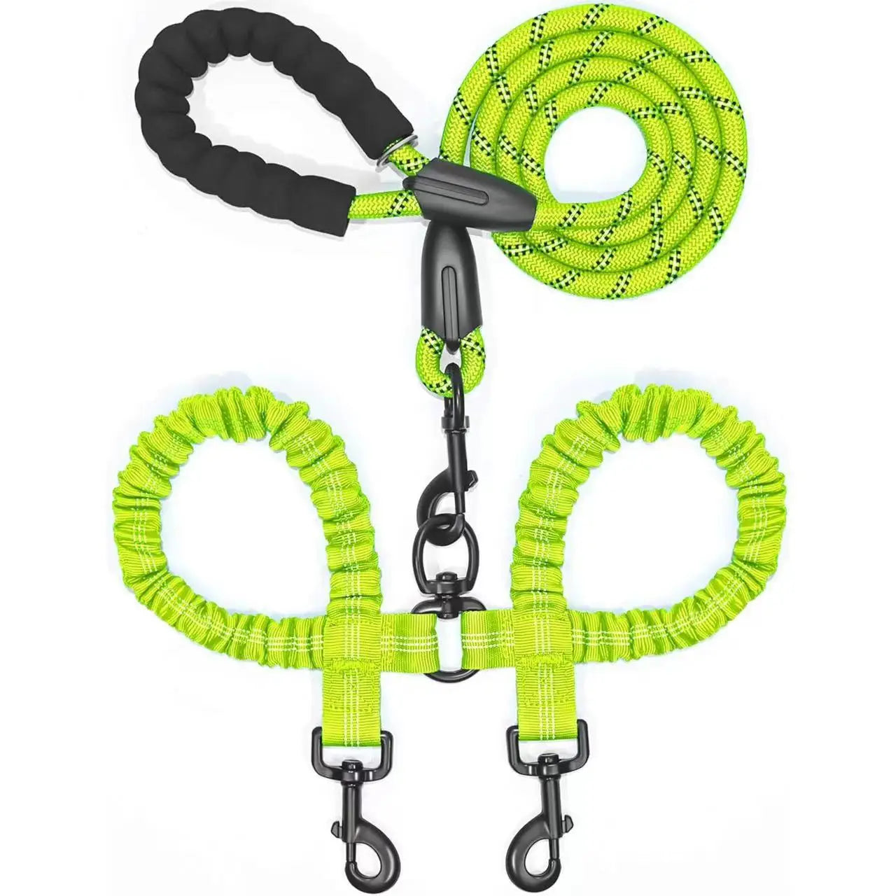 Dog Double Leash – Tangle-Free Bungee Control