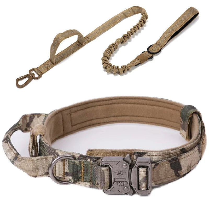 Reflective Nylon Dog Collar and Leash Set – Tactical 2PC for Large Dogs
