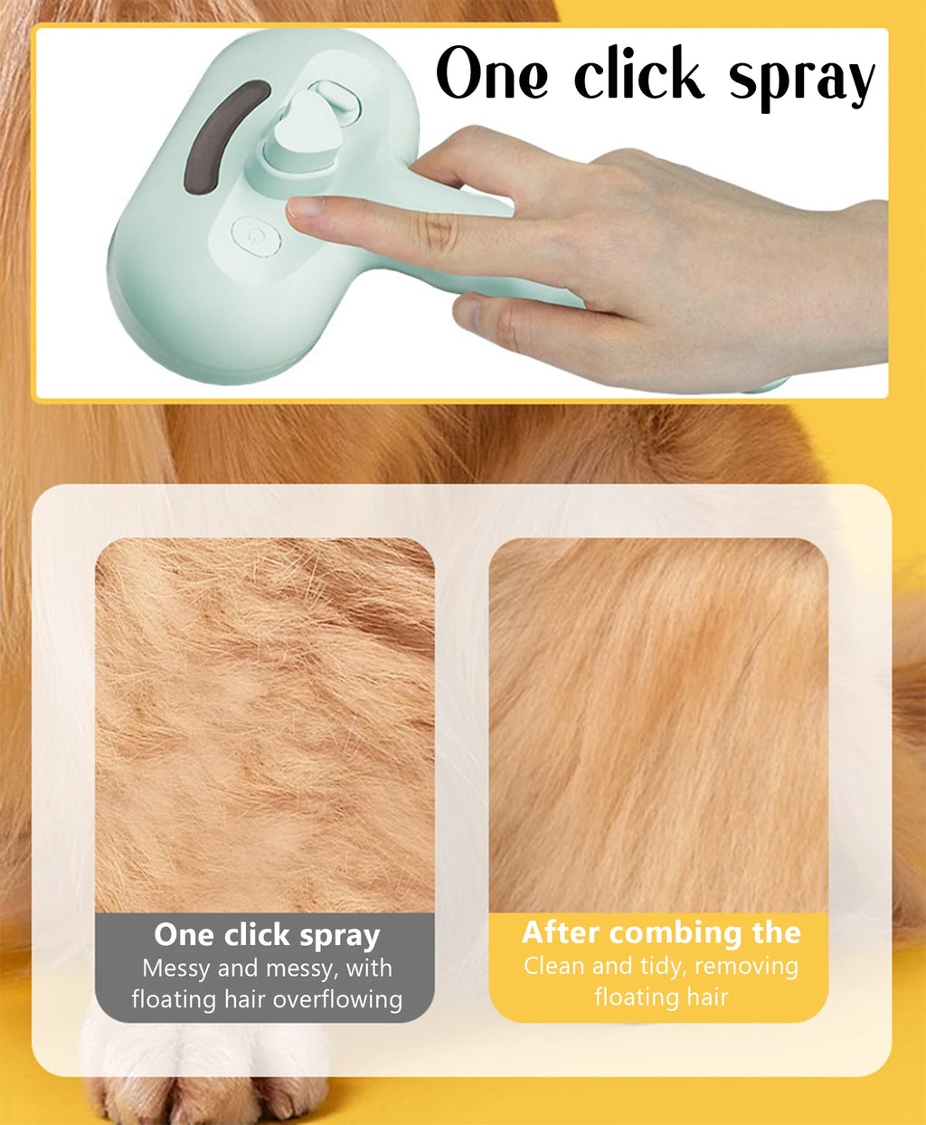 USB Rechargeable Dog Steam Massage Comb Soft Teeth Grooming Brush