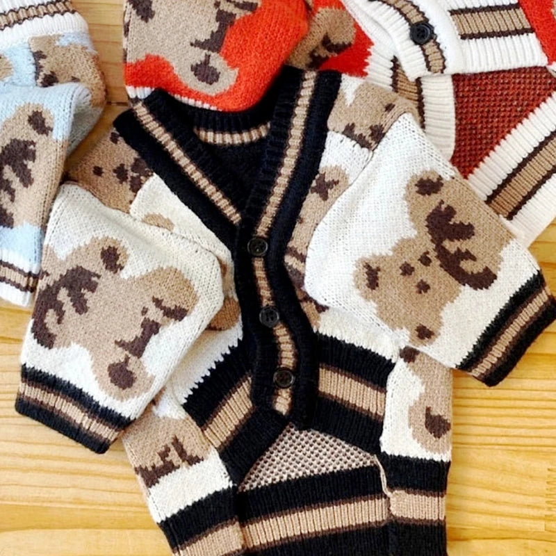 Luxury Striped Dog Cardigan – Cotton Warm Sweater Coat