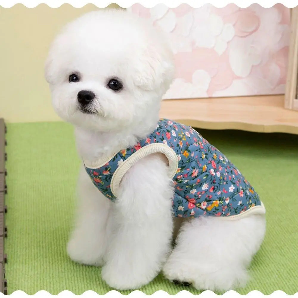 CozyPaw Floral Puppy Vest – Thickened Fleece-Lined Winter Dog Coat