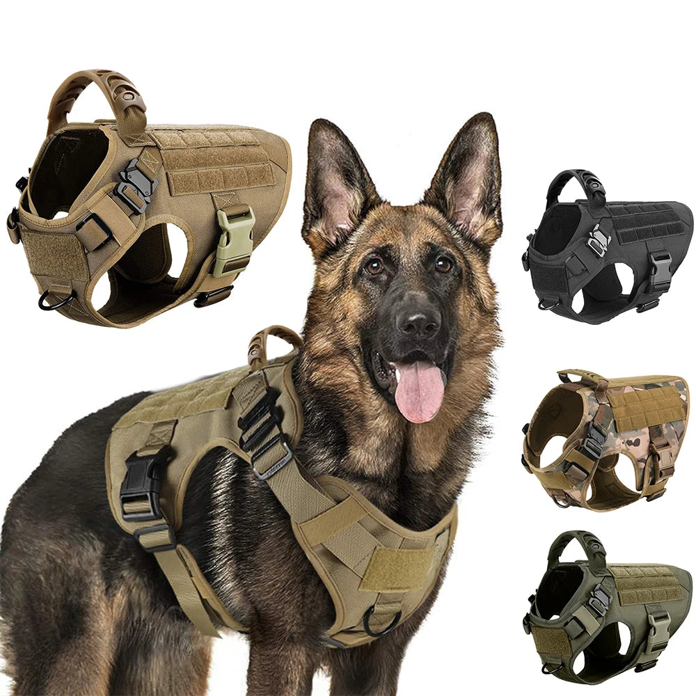 Large Tactical Dog Harness Vest – Padded Nylon Training Harness