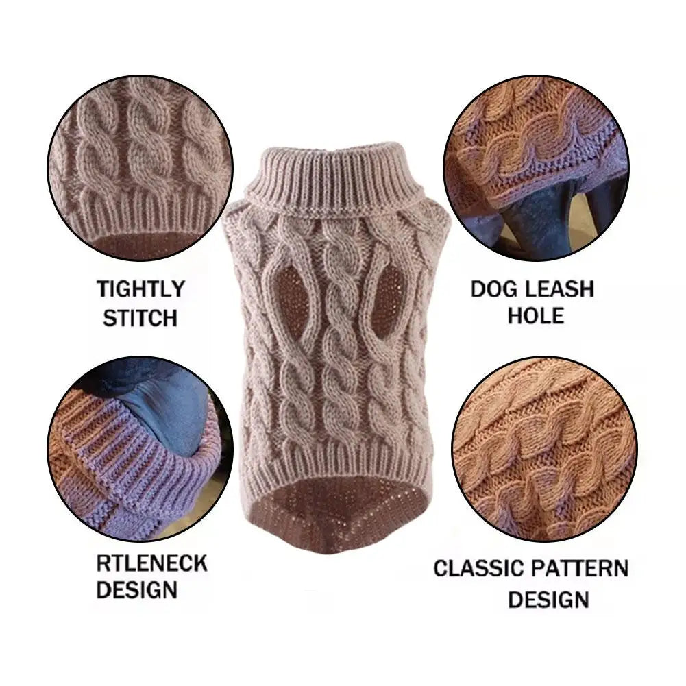 Solid Color Dog Sweater – Cozy Wool Knit for Small Dogs