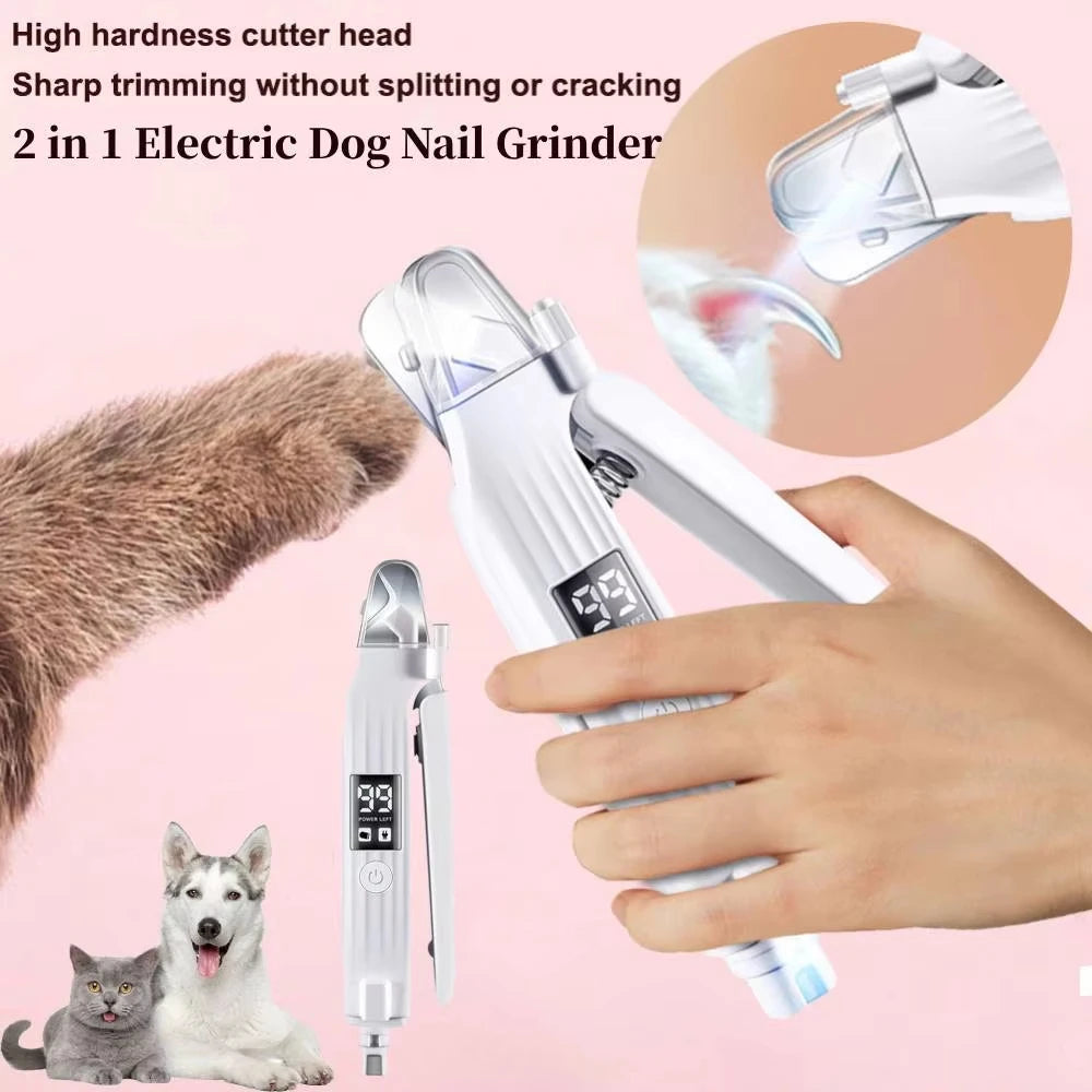 2-in-1 Dog Nail Trimmer & Grinder with LED Lights for Small to Large Dogs