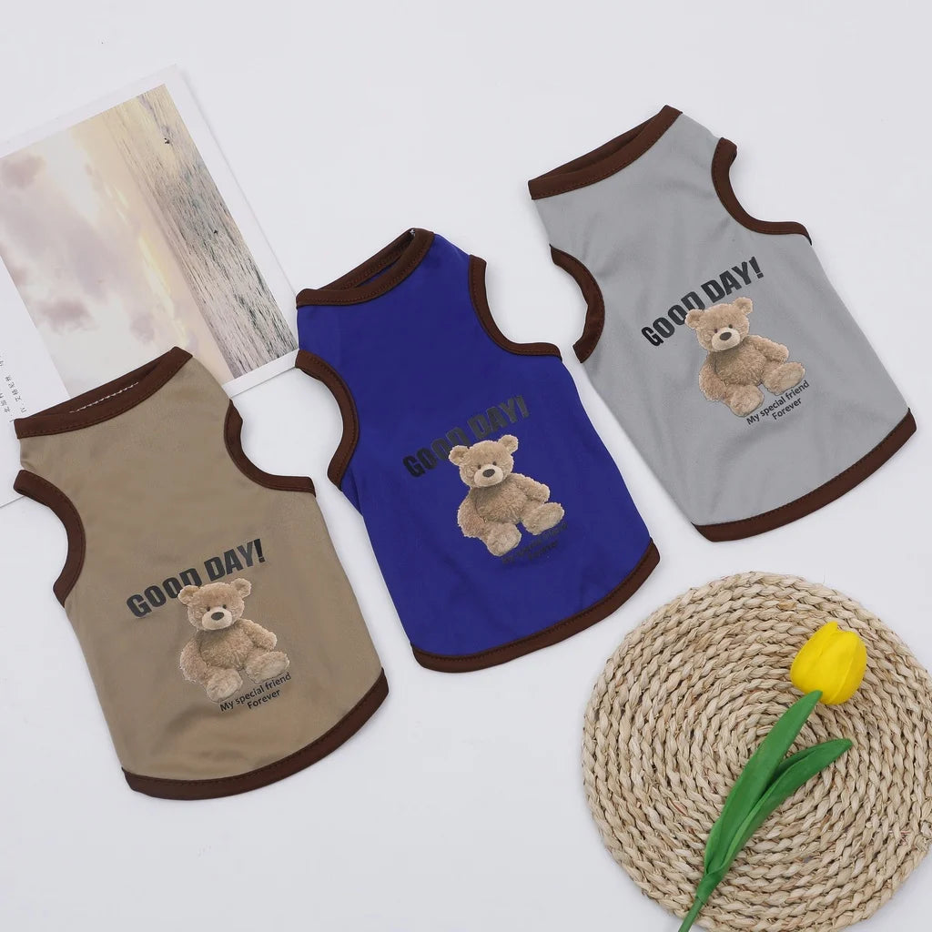 Cartoon Bear Dog Costume T-Shirt – Cute Polyester Vest Outfit