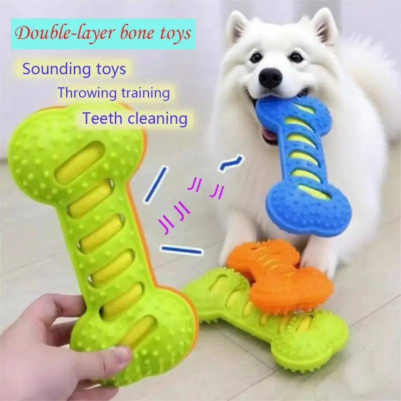 Squeaky Bone Dog Toy – Durable Chew Toy for Large Breeds | TPR Rubber