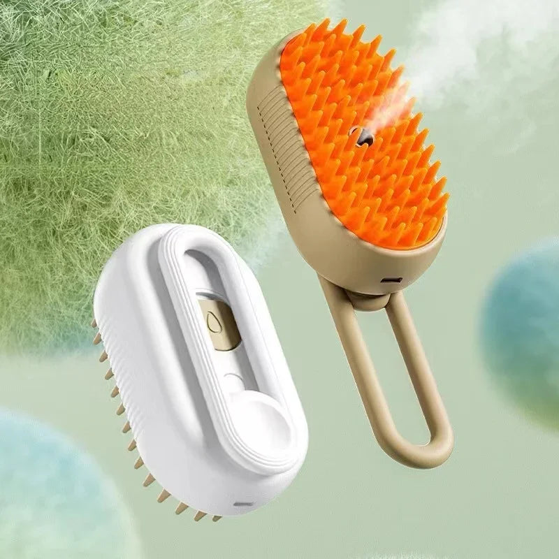 3-in-1 Electric Pet Hair Brush – Steam Spray, Massage & Hair Removal