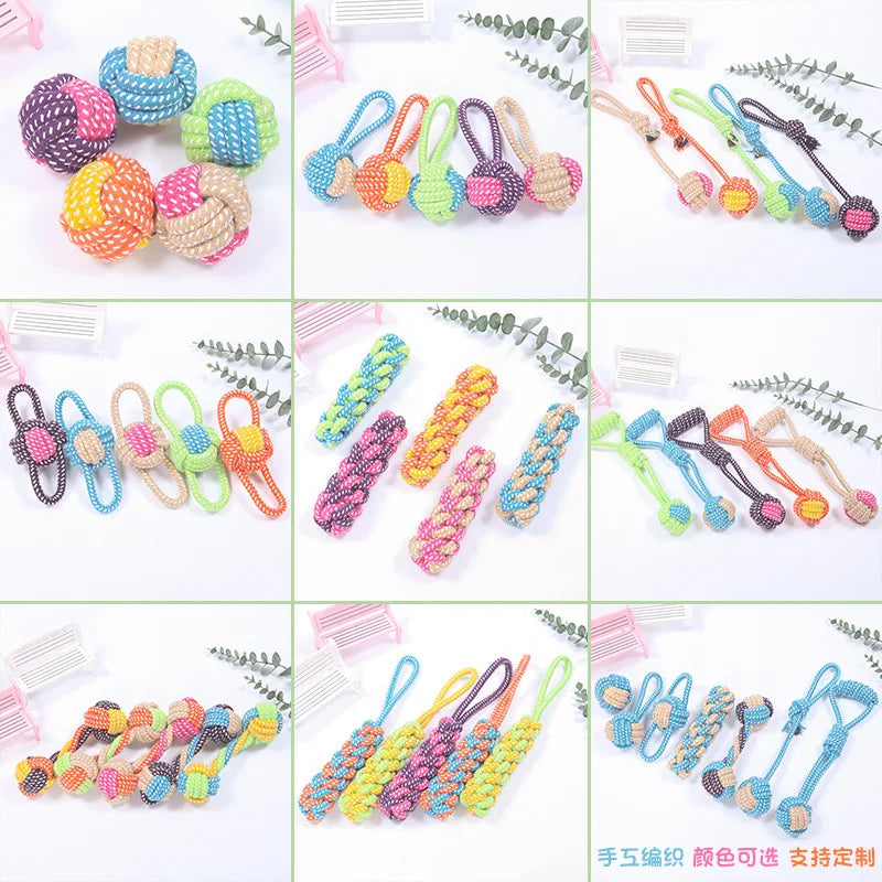 Cotton Rope Ball Toy - Interactive Toothbrush for Dogs of All Sizes