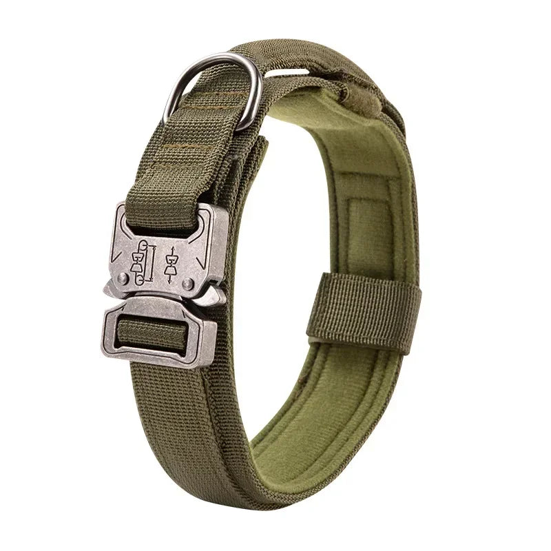 Tactical Dog Collar with Quick Release – Padded Nylon Training Collar
