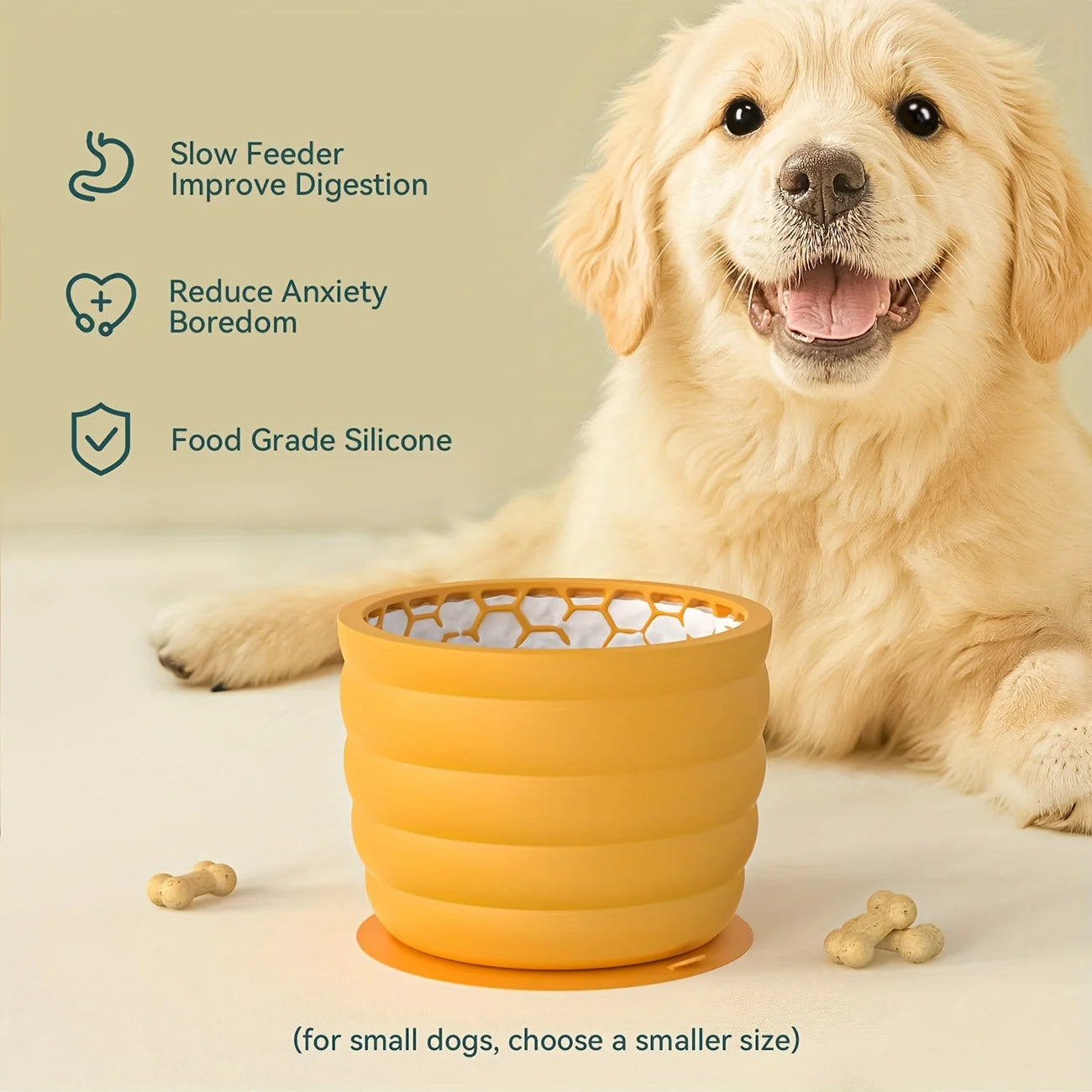Silicone Slow Feeder Dog Bowl with Suction Cup – Non-Slip Healthy Eating Dish