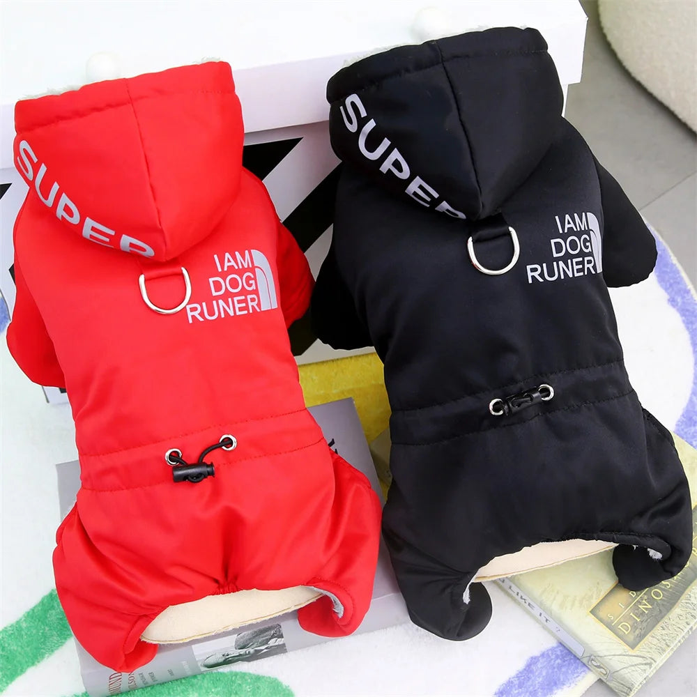 Waterproof Dog Winter Coat with Hood – Fleece Lined Warm Jacket