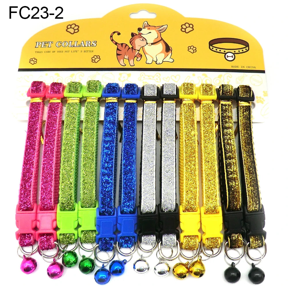 Multicolor Dog Collars with Bell 12 Pack – Adjustable ID Safe