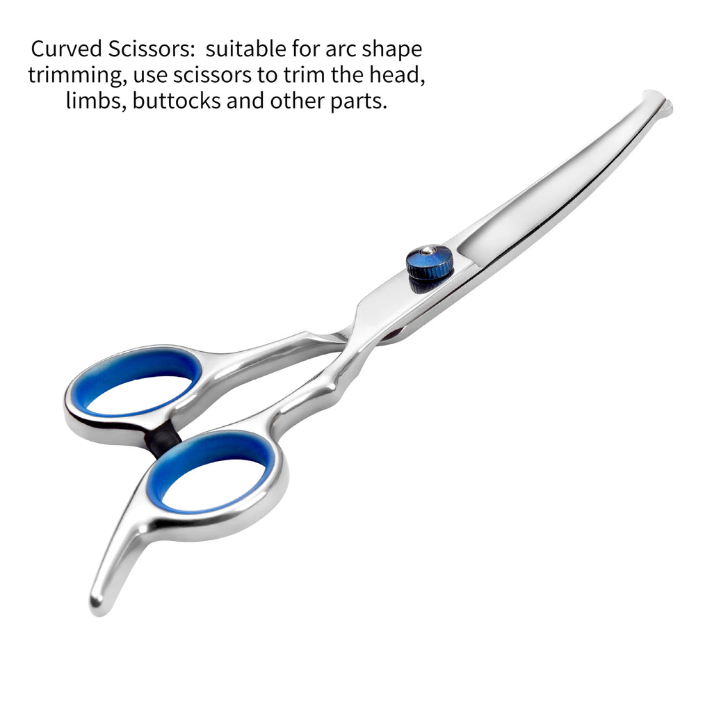 Professional 5-Piece Dog Grooming Scissors Set - Safety Round Tip Stainless Steel Kit