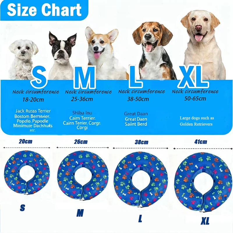 Dog Recovery Collar – Inflatable Donut Cone Adjustable