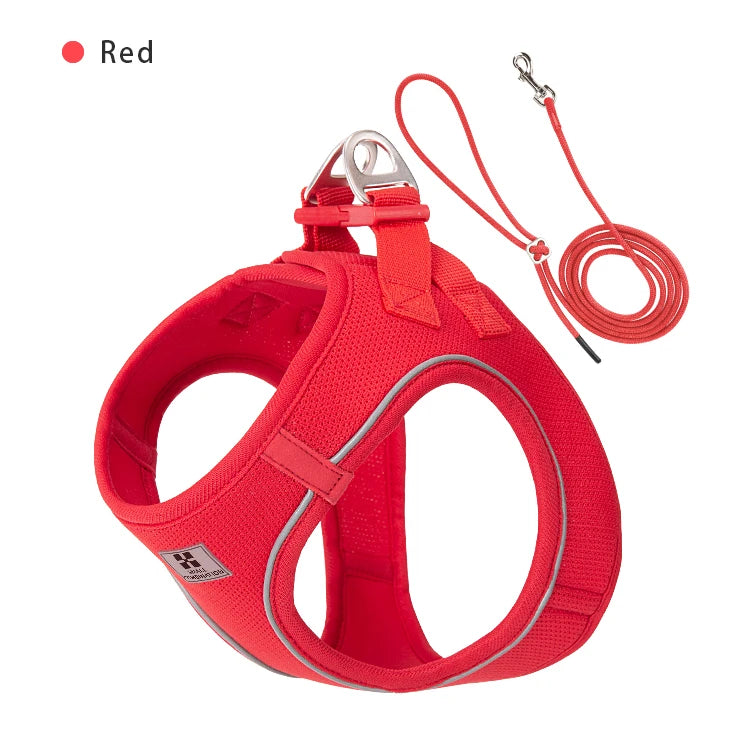 Dog Harness & Leash Set – Step-In Reflective Mesh Vest
